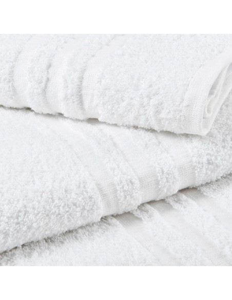 487764 Set 3 toallas de baño y de ducha para invitados con cara blanca lisa