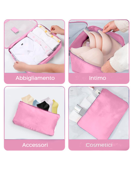 Set 6 bolsas organizadoras viaje impermeable ahorra espacio para maleta