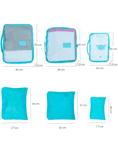 Set 6 bolsas organizadoras viaje impermeable ahorra espacio para maleta