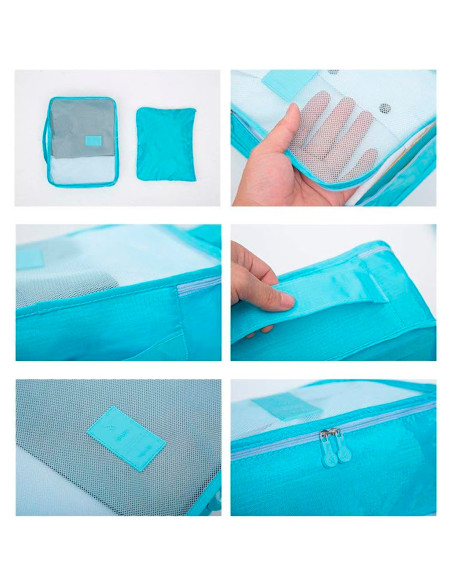 Set 6 bolsas organizadoras viaje impermeable ahorra espacio para maleta