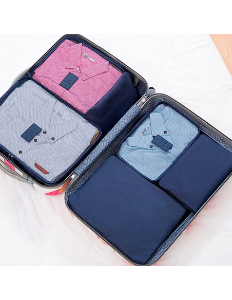 Set 6 bolsas organizadoras viaje impermeable ahorra espacio para maleta