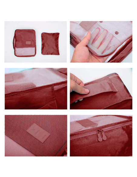 Set 6 bolsas organizadoras viaje impermeable ahorra espacio para maleta