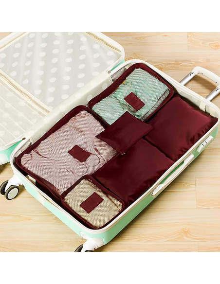 Set 6 bolsas organizadoras viaje impermeable ahorra espacio para maleta