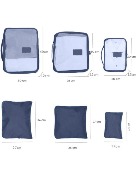 Set 6 bolsas organizadoras viaje impermeable ahorra espacio para maleta