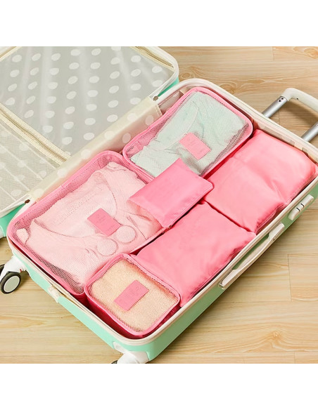 Set 6 bolsas organizadoras viaje impermeable ahorra espacio para maleta