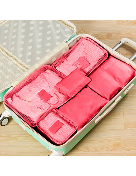 Set 6 bolsas organizadoras viaje impermeable ahorra espacio para maleta