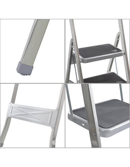 Escalera Aluminio 3 Peldaños SCAB 132cm art.760 Taburete con Gancho de Seguridad