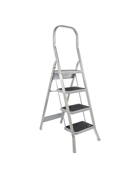 Escalera Aluminio 4 Peldaños SCAB 157cm art.761 Taburete con Gancho de Seguridad