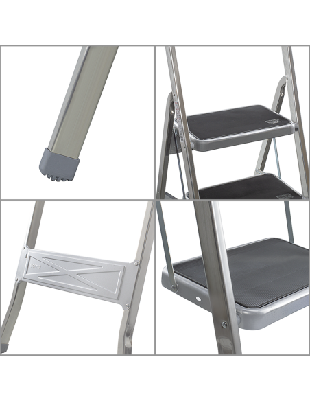 SCAB Escalera Aluminio 5 Peldaños 182cm art.762 Taburete con Gancho de Seguridad