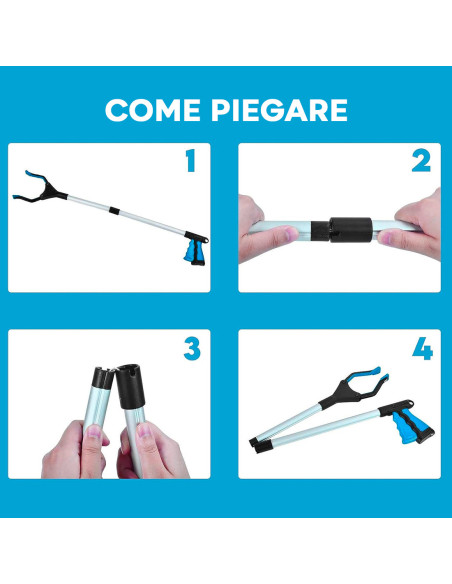 Pinza telescópica para recogida de objetos con pinza plegable largura de 82cm