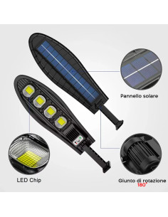 Lámpara Solar Faro Farola 80W W779B Sensor de Movimiento... 2