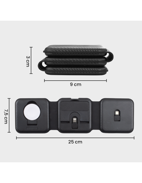 Base de carga magnética 3en1 Cargador inalámbrico portátil plegable dos colores