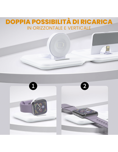 Base de carga magnética 3en1 Cargador inalámbrico portátil plegable dos colores