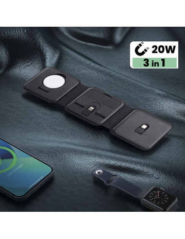 Base de carga magnética 3en1 Cargador...