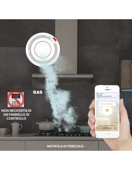 Detector de humo inalámbrico Control por APP Alarma de sonido inteligente WI-Fi