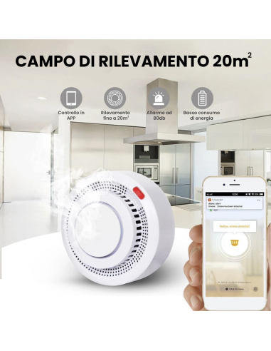 Detector de humo inalámbrico Control por APP...