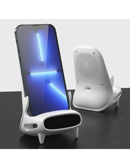 Cargador inalámbrico por inducción amplifica el sonido para los smartphones