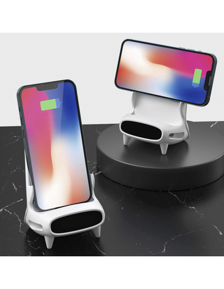 Cargador inalámbrico por inducción amplifica el sonido para los smartphones