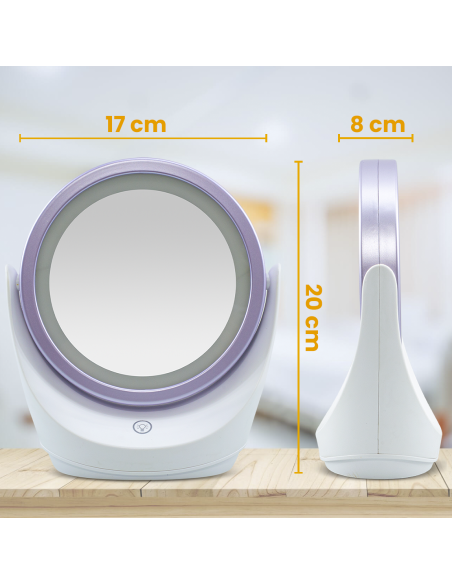 Espejo cosmetico de rotación tablero de la luz LED 360° del zoom del espejo 5x
