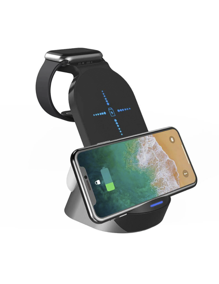 Cargador inalámbrico magnético 3 en 1 para auriculares smpartphone y smartwatch