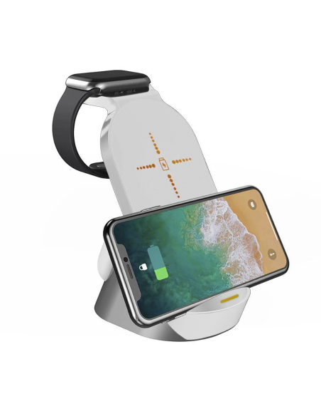 Cargador inalámbrico magnético 3 en 1 para auriculares smpartphone y smartwatch