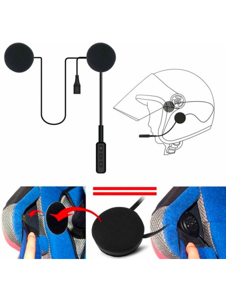 Auriculares para casco de motocicleta con Bluetooth y diadema para llamadas