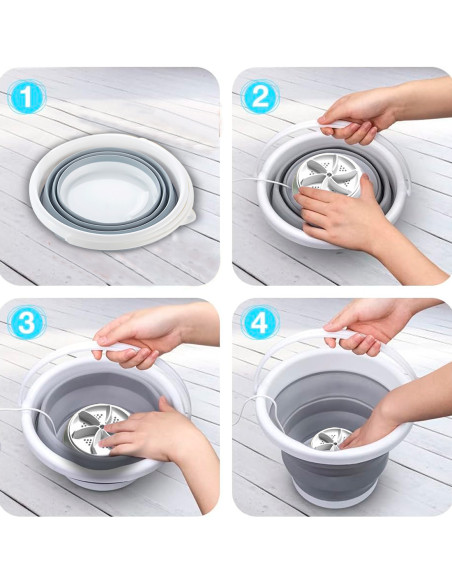 Secador silicona plegable 10 litros mini lavadora portátil con turbina giratoria