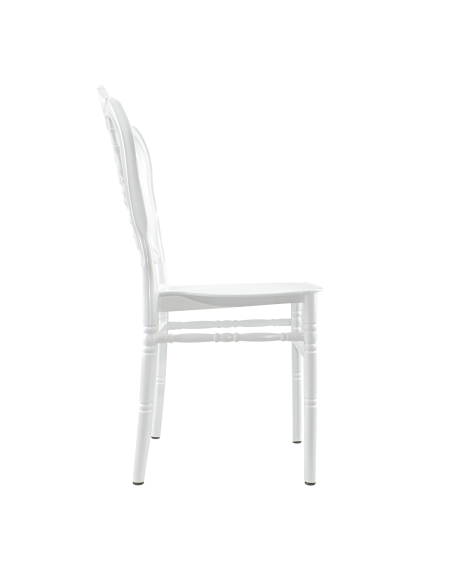 Set de 2 sillas Emilia blancas de polipropileno, diseño para catering y eventos.
