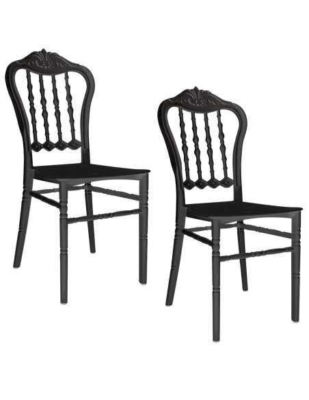 Set de 2 sillas Emilia blancas de polipropileno, diseño para catering y eventos.