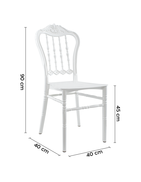 Set de 4 sillas Emilia de polipropileno, diseño para catering y eventos.