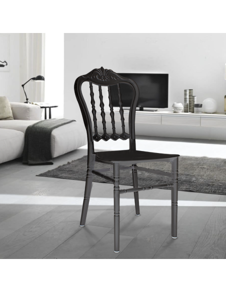 Set de 4 sillas Emilia de polipropileno, diseño para catering y eventos.