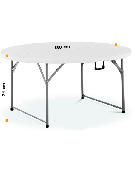 Mesa Plegable Redonda ASIA de 180 cm en Resina Blanca para Catering