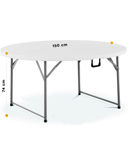 Mesa Plegable Redonda ASIA de 150 cm en Resina Blanca para Catering