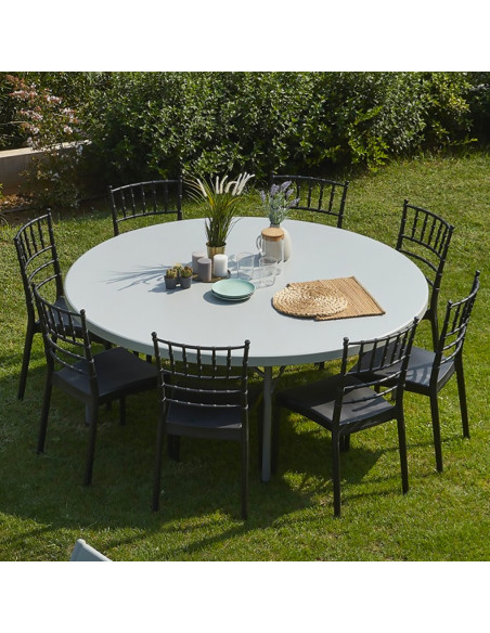 Mesa Plegable Redonda ASIA de 150 cm en Resina Blanca para Catering