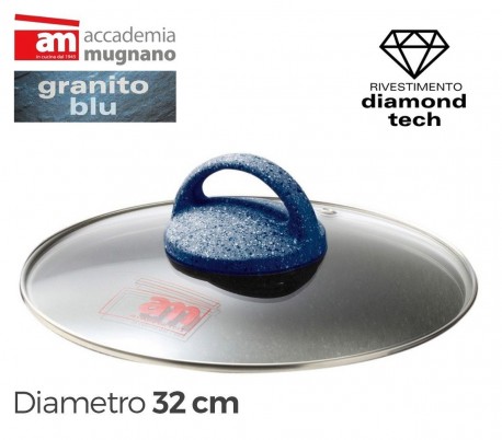 Tapa de vidrio 30cm para ollas cacerolas y sartenes - Accademia Mugnano GRANITO BLU