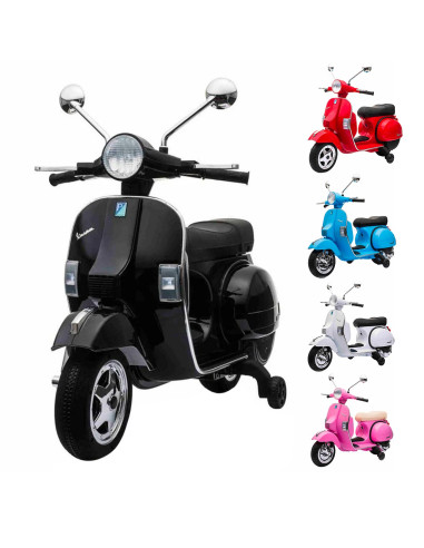 LT887 Moto eléctrica PIAGGIO para niños VESPA PX con ruedas 12V luces led