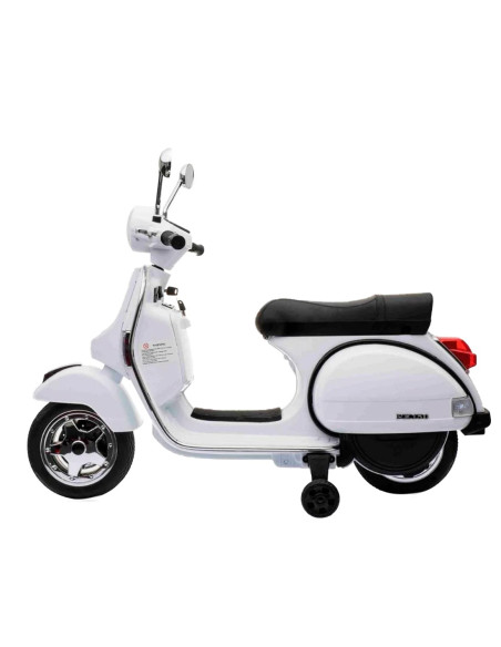 LT887 Moto eléctrica PIAGGIO para niños VESPA PX con ruedas 12V luces led