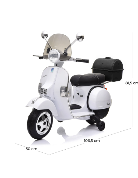 Piaggio Vespa PX 150 Full eléctrica 12V para niños con baúl y pantalla MP3