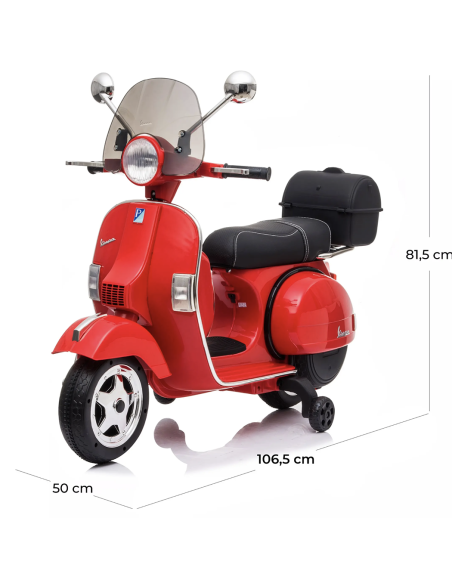 Piaggio Vespa PX 150 Full eléctrica 12V para niños con baúl y pantalla MP3