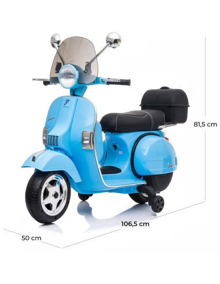 Piaggio Vespa PX 150 Full eléctrica 12V para niños con baúl y pantalla MP3