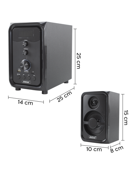 Altavoces para ordenador 2.1 con subwoofer 1000W Q-YX107T Conexión Bluetooth
