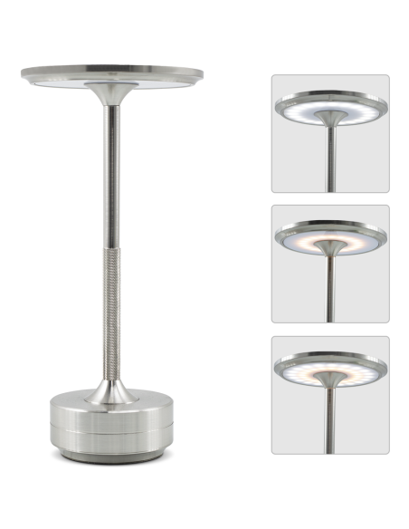 Lámpara de Mesa 5W Recargable Control Táctil LED Regulable Diseño de Aluminio