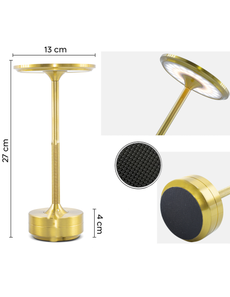 Lámpara de Mesa 5W Recargable Control Táctil LED Regulable Diseño de Aluminio