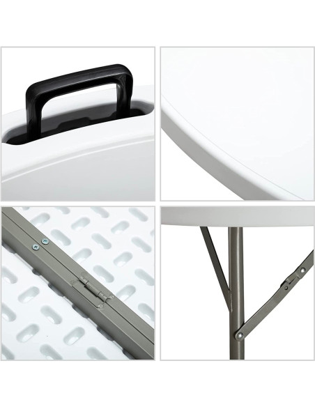 Mesa plegable redonda ASIA 122cm en resina Blanca para catering o jardin hogar