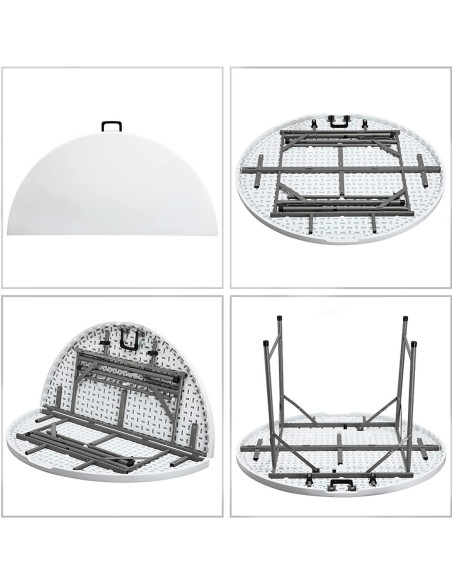 Mesa plegable redonda ASIA 122cm en resina Blanca para catering o jardin hogar