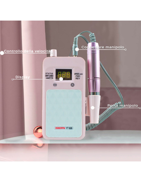 Mini fresa de uñas profesional 35000 RPM portátil inalámbrico y recargable