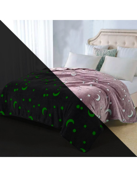 Manta Mágica para Niños Mantita Felpa Rosa con Estrellas Fluorescentes 170x180cm
