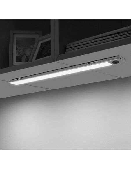 Tira LED Bajo Armario Luz Natural 60cm Recargable USB con Sensor de Movimiento