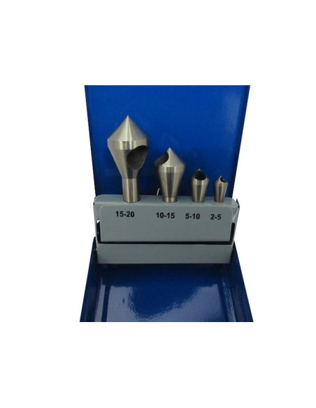 Conjunto de 4 brocas cónicas avellanadoras en estuche de aluminio