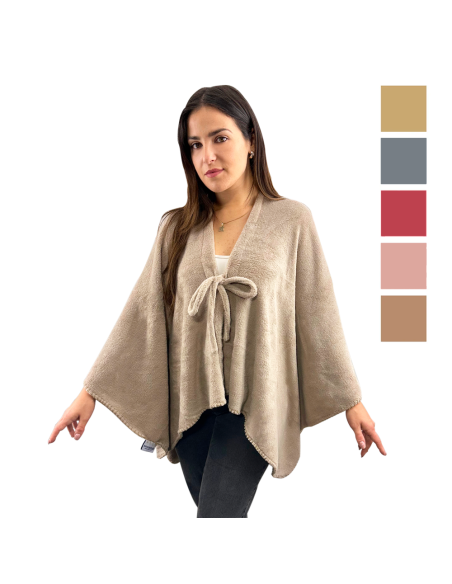 Mantilla con cordón para mujer suave y cálida para invierno en casa, talla única